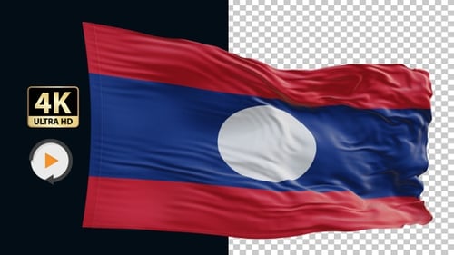 Realistic Fabric Laos Flag Waving Animation