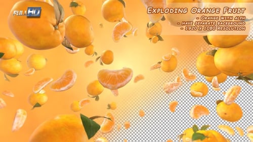 Exploding Orange Fruit with Alph Full HD