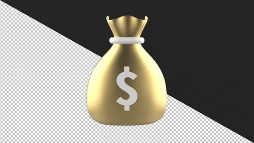 3D Animated Golden Money Bag with Dollar Sign