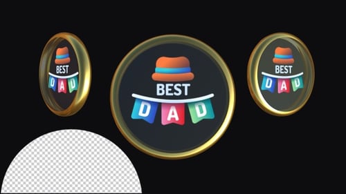 Golden 3D Badge with Animated Best Dad Message