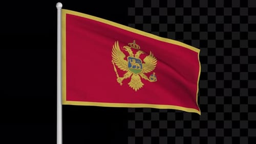 Montenegro National Flag Waving Animation with Alpha Channel