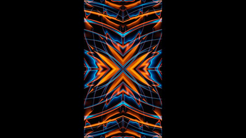 Vertical video blinking orange and blue neon arrows dj loop animation