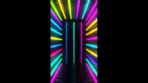 Neon festive box with neon triangles