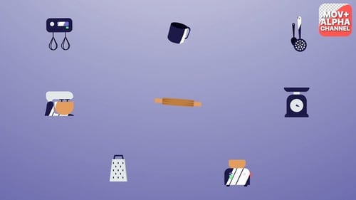 Animated Flat Design Kitchen Icons Pack