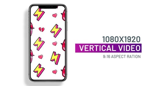 Pop Art Retro female icons seamless patter looping vertical format animation for social media posts