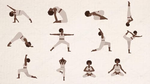 Collection of Flat Design Yoga Poses for Health and Wellness