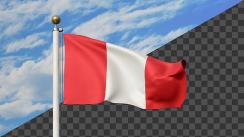Peru National Flag Waving Animation with Alpha Channel