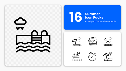 Animated Summer Travel Line Icons Pack