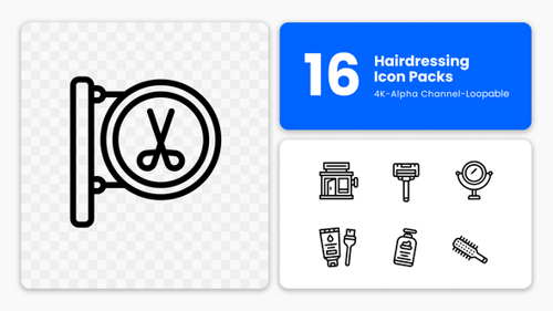 Minimalist Animated Hairdressing Line Icons Pack