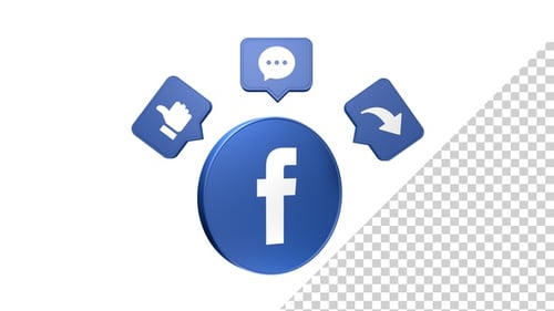 Animated 3D Facebook Social Media Icons Reveal
