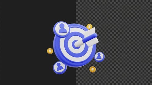 3D Animated Business Target with User and Coin Icons