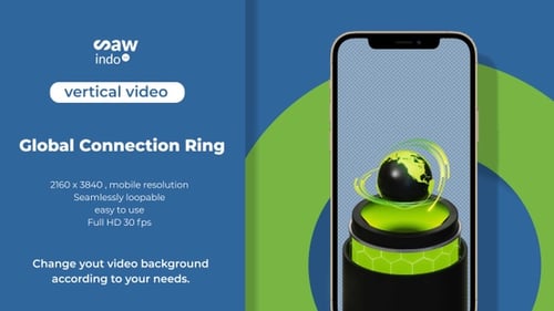Global Connection Ring | Renewable Energy 3D Animation Loop Vertical 4 K Transparent