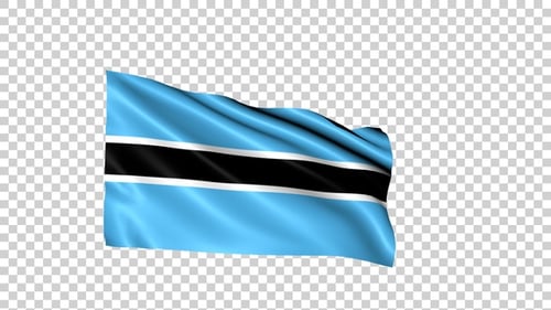 Botswana Flag Waving Seamless Loop Animation with Alpha Channel