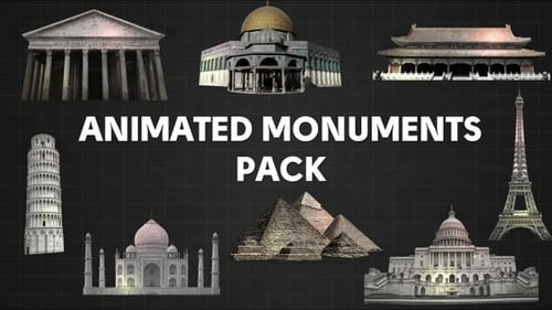 Animated World Landmarks Architectural Reveal Pack