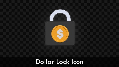 Animated 3D Padlock with Dollar Sign Closing