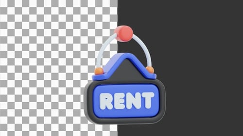 3D Animation of House for Rent Sign | Alpha Channel