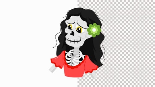 Halloween Skeleton Girl Animation Alpha Channel