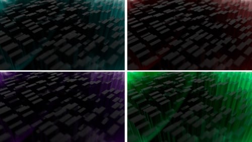 Abstract 3D Geometric Blocks Waving with Changing Colors