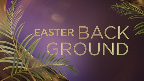 Animated Easter Background with Golden Text and Palm Leaves