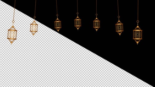 Swinging Golden Islamic Lanterns for Ramadan and Eid Celebrations