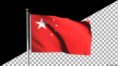 Realistic China Flag Waving on a Flagpole Loop