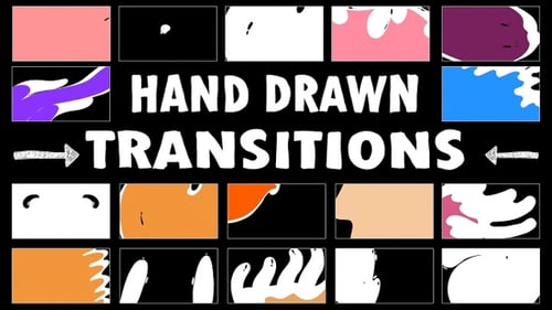 Hand-Drawn 2D FX Transitions Pack (17 Elements) | Smooth Cartoon Motion Graphics with Alpha Channel