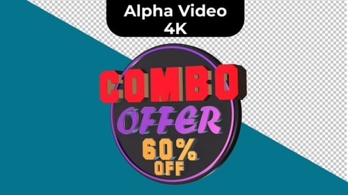 Rotating 3D Neon Combo Offer Discount Badge