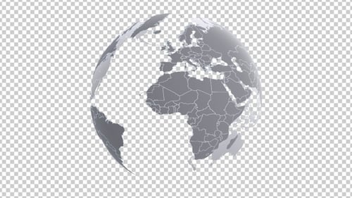 Spinning 3D Earth Globe with Country Outlines for Global Connectivity