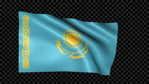 Realistic Waving Flag of Kazakhstan Loop Animation