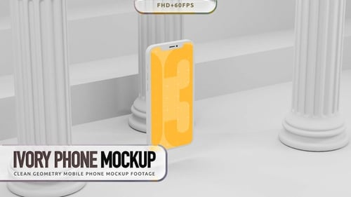 Ivory Geometry Mobile Phone Mockup Footage #03