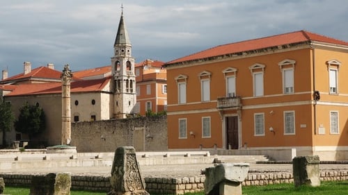 Zadar. Church Square Is Bathed in Sunlight on a Warm Summer Day, Creating a Picturesque Scene.