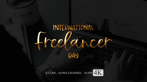 Golden Fluid Calligraphy Text Reveal: International Freelancer Day