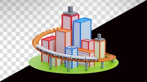 Animación 3D de la construcción de una ciudad inteligente