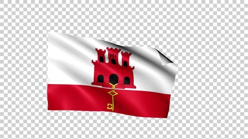 Realistic Waving Flag of Gibraltar