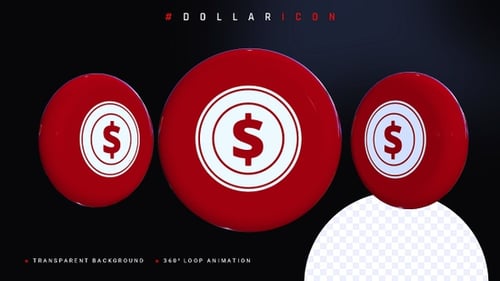 3D Spinning Glossy Dollar Sign Icon for Financial Concepts