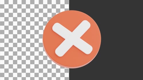 3D Animation of Error or Wrong Mark Symbol | Alpha Channel