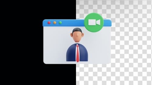 Online video meeting with professional presenter 3d animation
