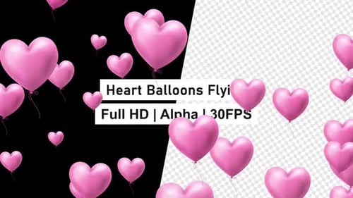 Floating Pink Heart Balloons Animated Overlay