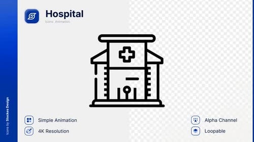 Minimalist Animated Line Art Hospital Icon