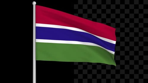 Gambia National Flag Waving with Alpha Channel