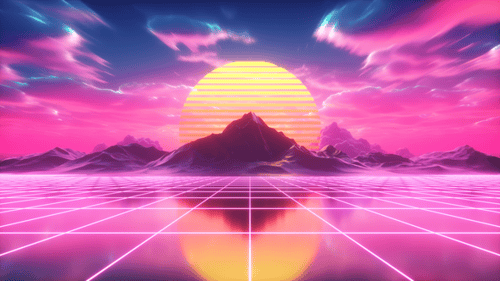 Bunte Landschaftshintergrundschleife im Synth-Wave-Stil