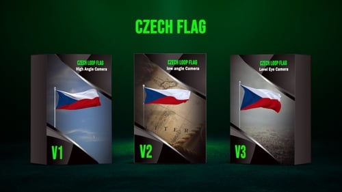 Waving Czech Flag Alpha Channel Loop with Multiple Angles