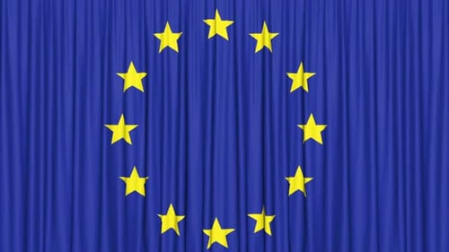 EU Flag Curtain Stage Reveal Transition
