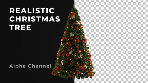 Green Christmas Tree Decorated with Blinking Lights 006