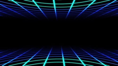 Glowing Neon Grid Tunnel Animation Loop Background