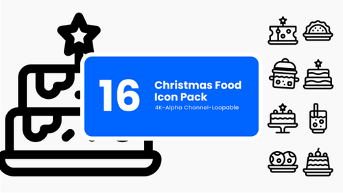 Animated Holiday Icons – Christmas Food & Seasonal Dining (4K Motion Graphics)
