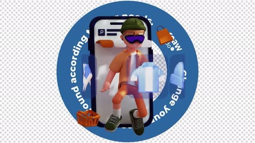 3D Animation Virtual Reality / Metaverse Shop - Transparent Background Loop