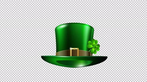 Green St Patricks Day Hat With Clover 4k Animation