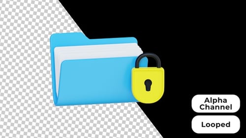 3D Animated Secure Folder | Alpha Channel