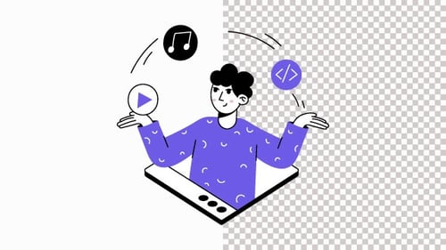 Canal alfa de animación de Shuffling Apps